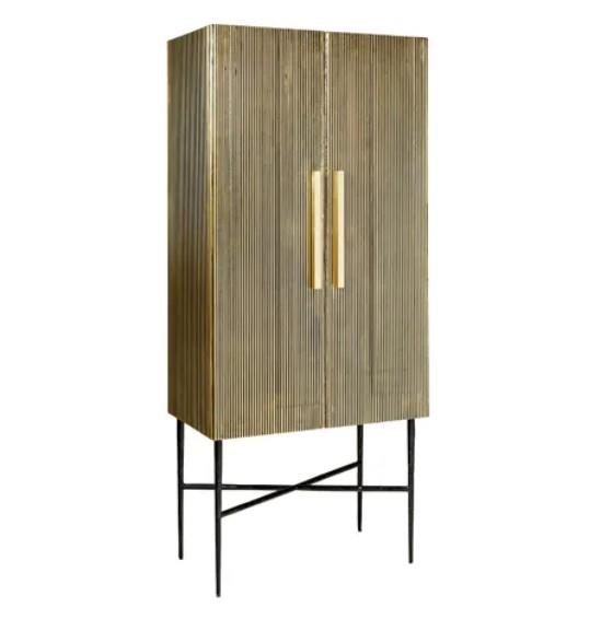 Oria Scalloped Brass Foil Cabinet