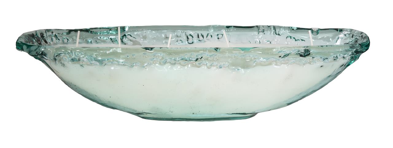 Oval Recycled Glass Candle Holder with 5 Wicks