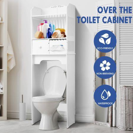 Over the Toilet Storage Cabinet Shelf Bathroom Organiser Stand White
