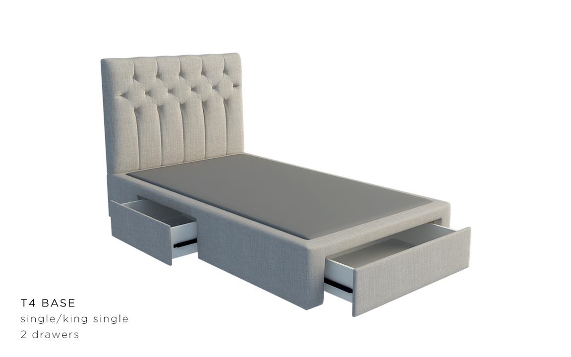 Paddington custom upholstered bed with choice of storage base