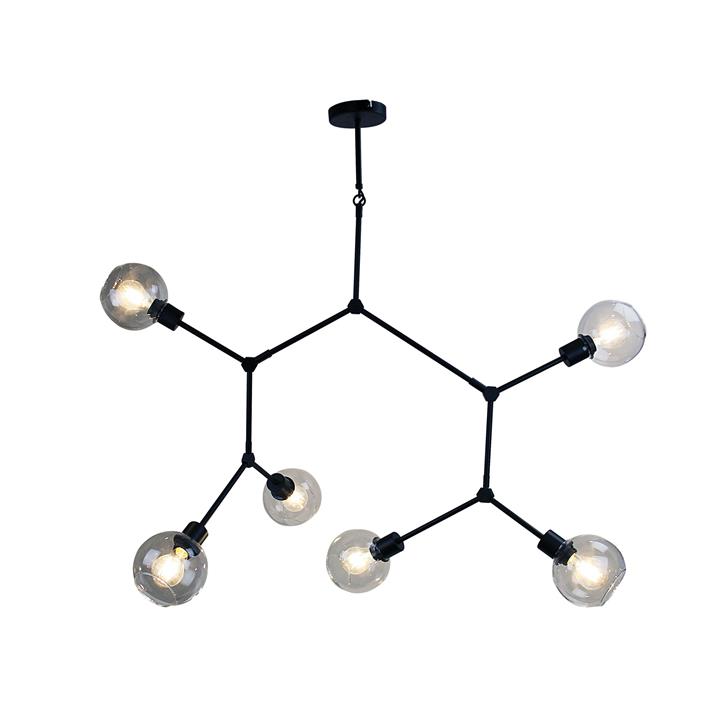 Padua 6 Light Pendant Matt Black / Clear Glass