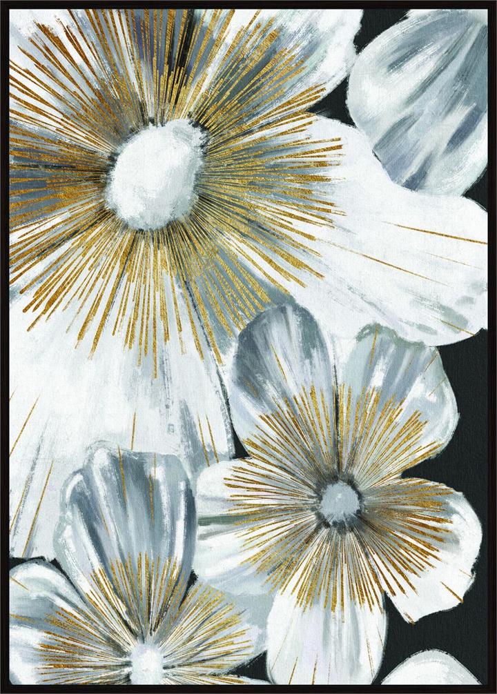 Painted Flower Gold Wall Art - 100x140cm
