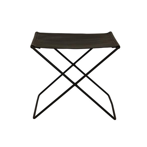 Palma Leather Stool Black