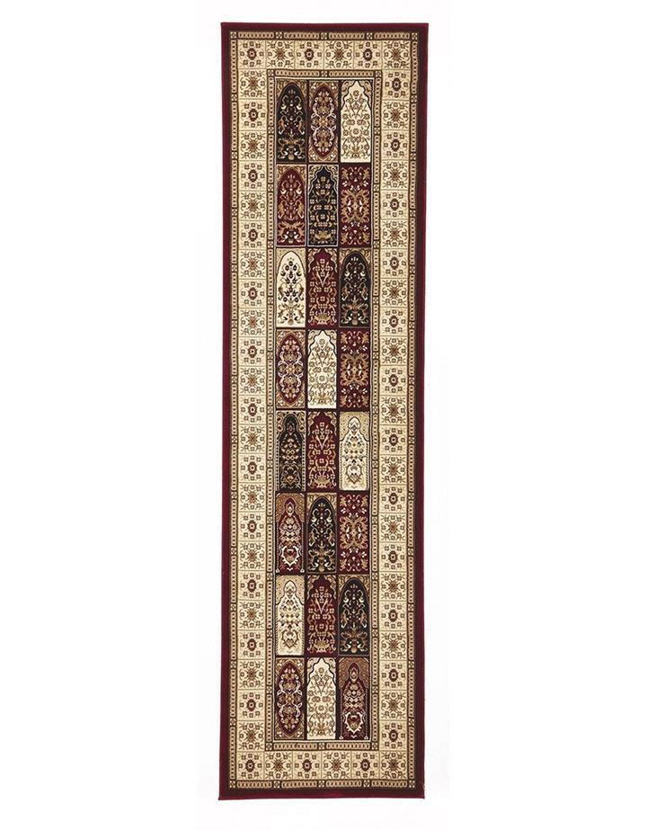 Panel Pattern Burgundy Ivory Runner 300x80cm