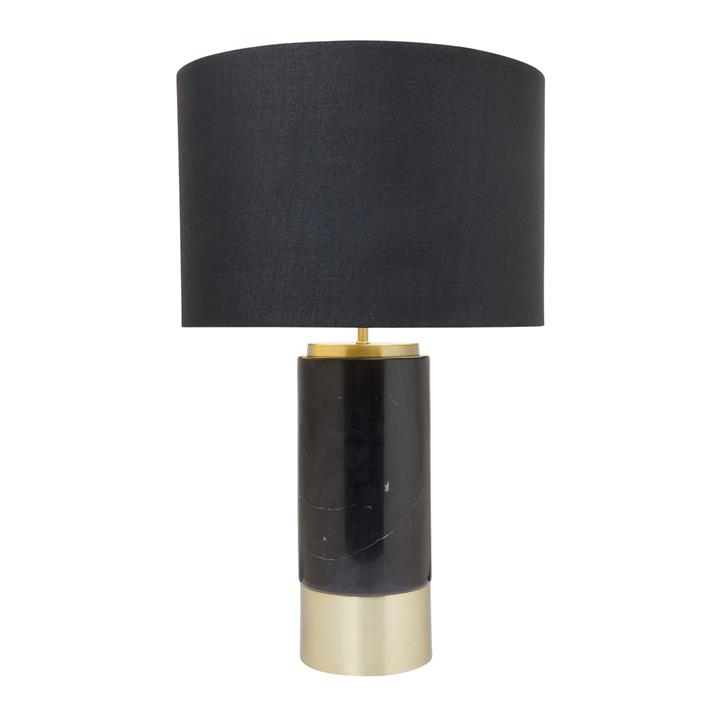 Paola Marble Table Lamp - Black w Black Shade