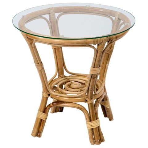 Papasan Rattan Glass Table - Natural