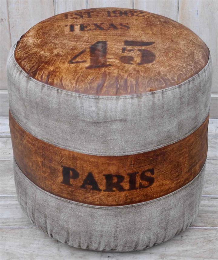 Paris Round Leather Ottoman