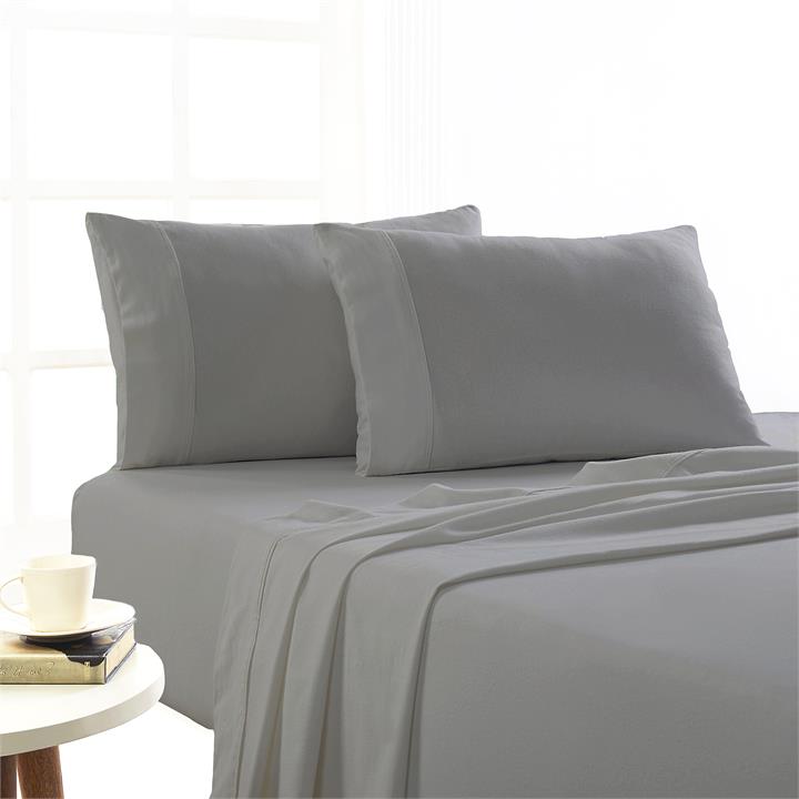 Park Avenue 175 GSM Egyptian Cotton Flannelette  Plain dyed Sheet Sets  Queen Charcoal