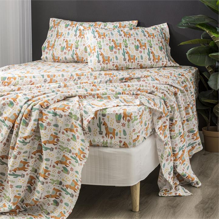 Park Avenue 175 GSM Egyptian Cotton Flannelette printed Sheet Sets  Queen Alpaca