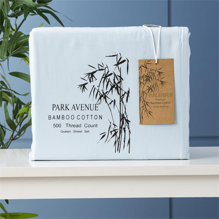 Park Avenue 500 Thread Count Bamboo Cotton sheet set Double Mid Blue