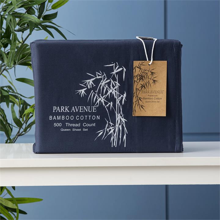 Park Avenue 500 Thread Count Bamboo Cotton sheet set Super King Indigo