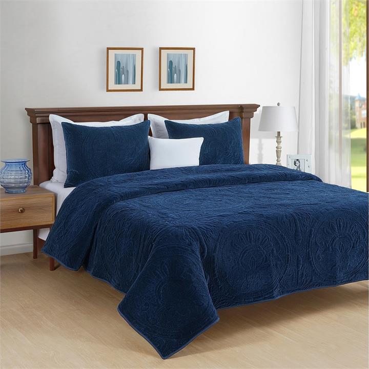 Park Avenue Charlotte Cotton velvet quilted comforter set Single