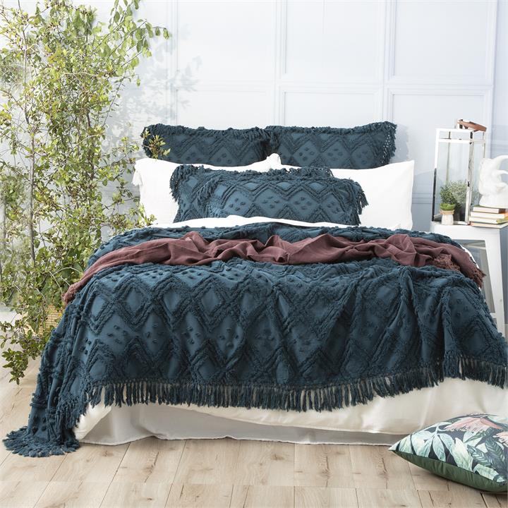 Park Avenue Medallion  cotton Vintage washed Tuffted Bed Cover set Queen to King Evergreen