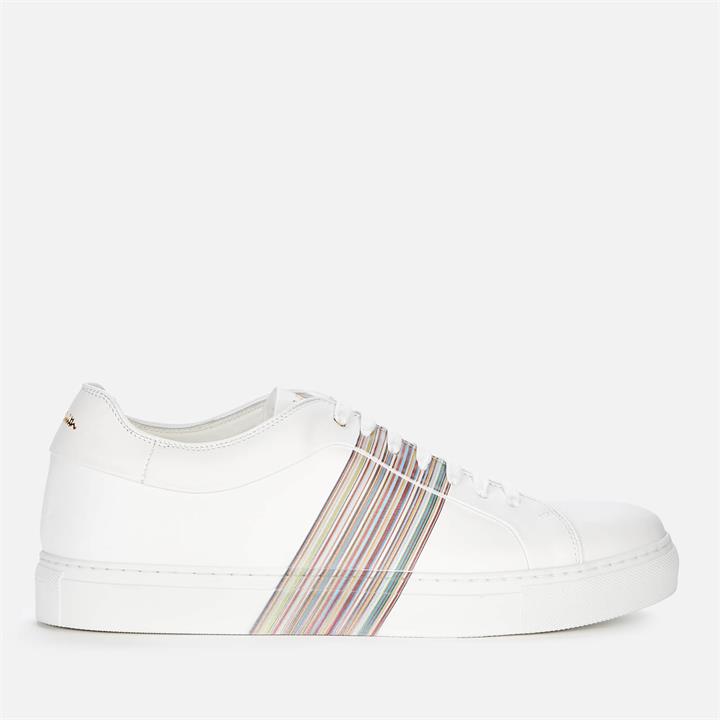 Paul Smith Men's Basso Leather Cupsole Trainers - White Multistripe - UK 8
