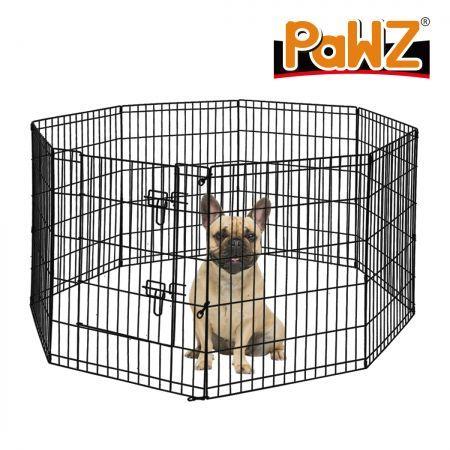 PaWz Pet Dog Playpen Puppy Exercise 8 Panel Enclosure Fence Black With Door 30 INCH