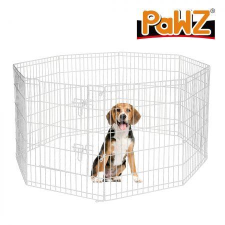 PaWz Pet Dog Playpen Puppy Exercise 8 Panel Enclosure Fence Silver With Door 30 INCH