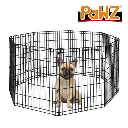 PaWz Pet Dog Playpen Puppy Exercise 8 Panel Fence Black Extension No Door 30 INCH