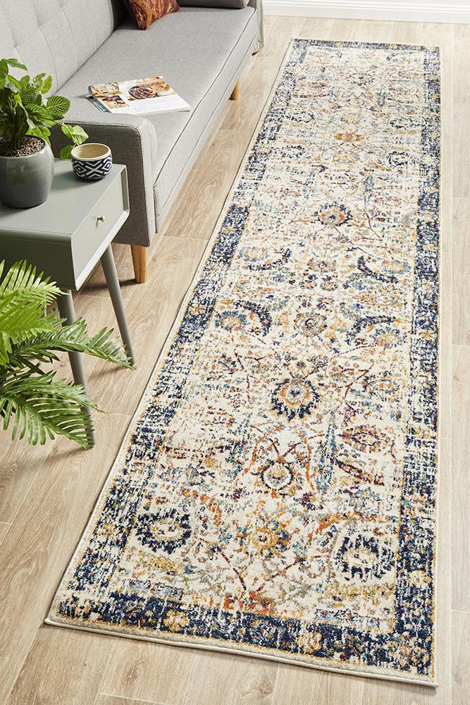 Peacock Ivory Transitional Rug 300x80cm