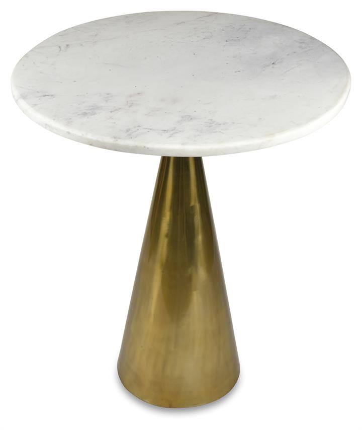 Pedastal Marble Iron Bar Table - Antique Brass