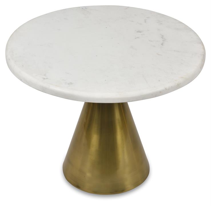 Pedastal Marble Iron Side Table - Antique Brass