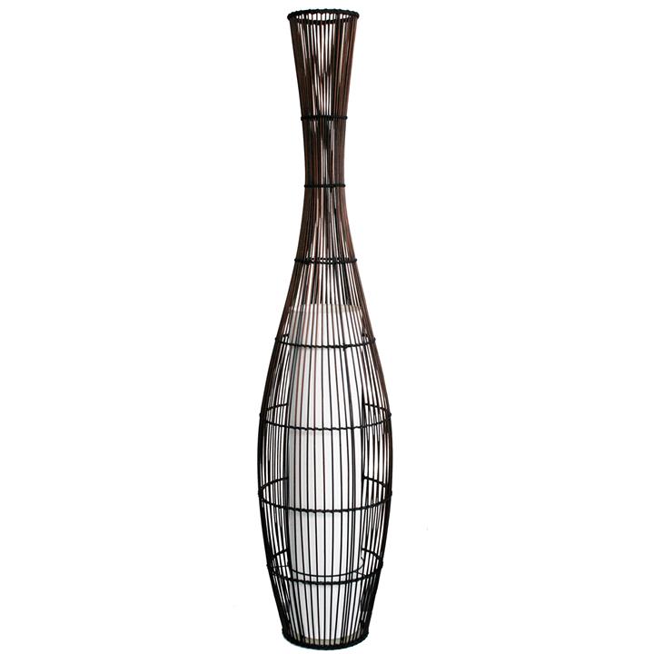 Pekan Bamboo Floor Lamp White Cotton Shade