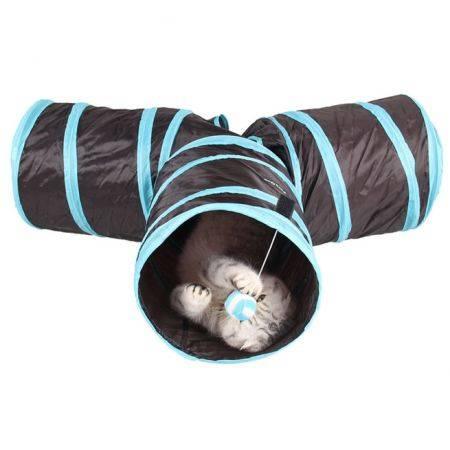 Pet Cat Tunnel 3 Way 4 Hole Rabbit Kitten Play Fun Toy Folding Tent With Ball