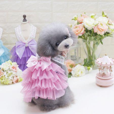Pet Dress Dog Lace Skirt Lace  Wedding Party Col. Pink size S