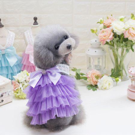 Pet Dress Dog Lace Skirt Lace  Wedding Party Col. PURPLE size L