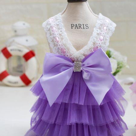 Pet Dress Dog Lace Skirt Lace  Wedding Party Col. PURPLE size M