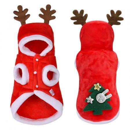 Pet Red Coat Warm Winter Dog Clothes Cute Sweatshirt Puppy Costume Christmas Jacket Navidad Cartoon Hoodie Autumn Hot saleSize (L): Chest: 42cm/16.5inch, Back Length: 33cm/13.0inch