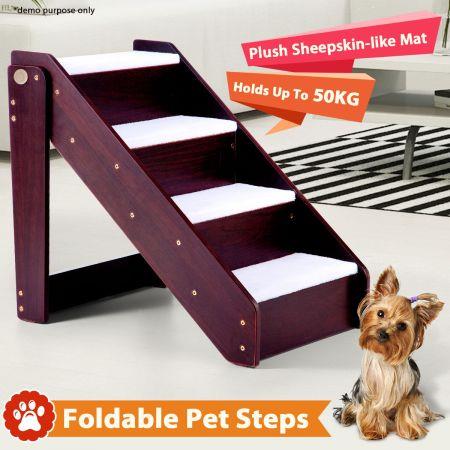 Pet Stairs with 4 Steps and Plush Mat