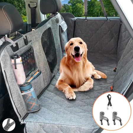 Pets Car Dog Cover Back Seat Hammock for Dogs Waterproof for Back Seat with Mesh Window Multiple Pockets For Car/Truck/SUV