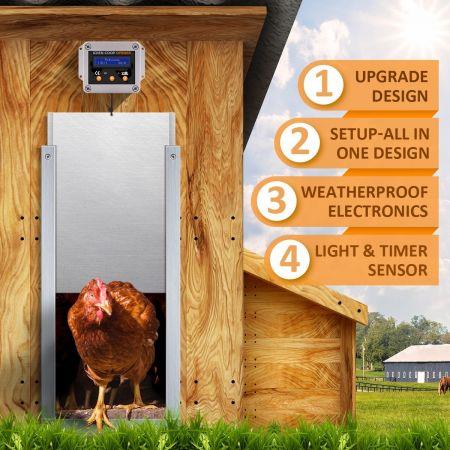 Petscene Automatic Chicken Coop Door Opener Controller Kit Timer Light Sensor