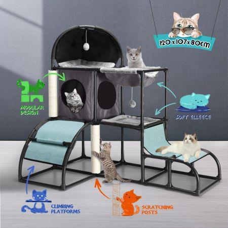 Petscene Cat Tree Furniture Cat Tower Kit Hammock Scratching Posts Climbing Activity Center