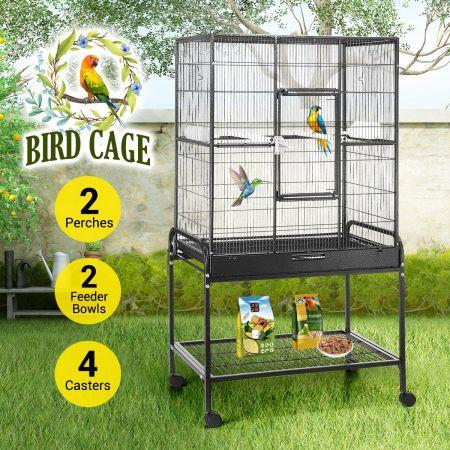 Petscene Large Metal Rolling Bird Cage with Wheels and Stand Budgie Parrot Aviary Canary