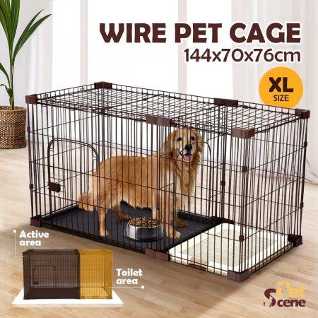 Petscene XL Size Cat Dog Pet Cage Wired Crate House Enclosure w/ Toilet Tray