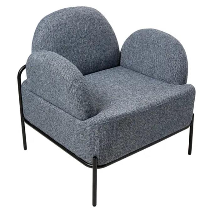 Pia Chair In Blue Grey Textural Tweed