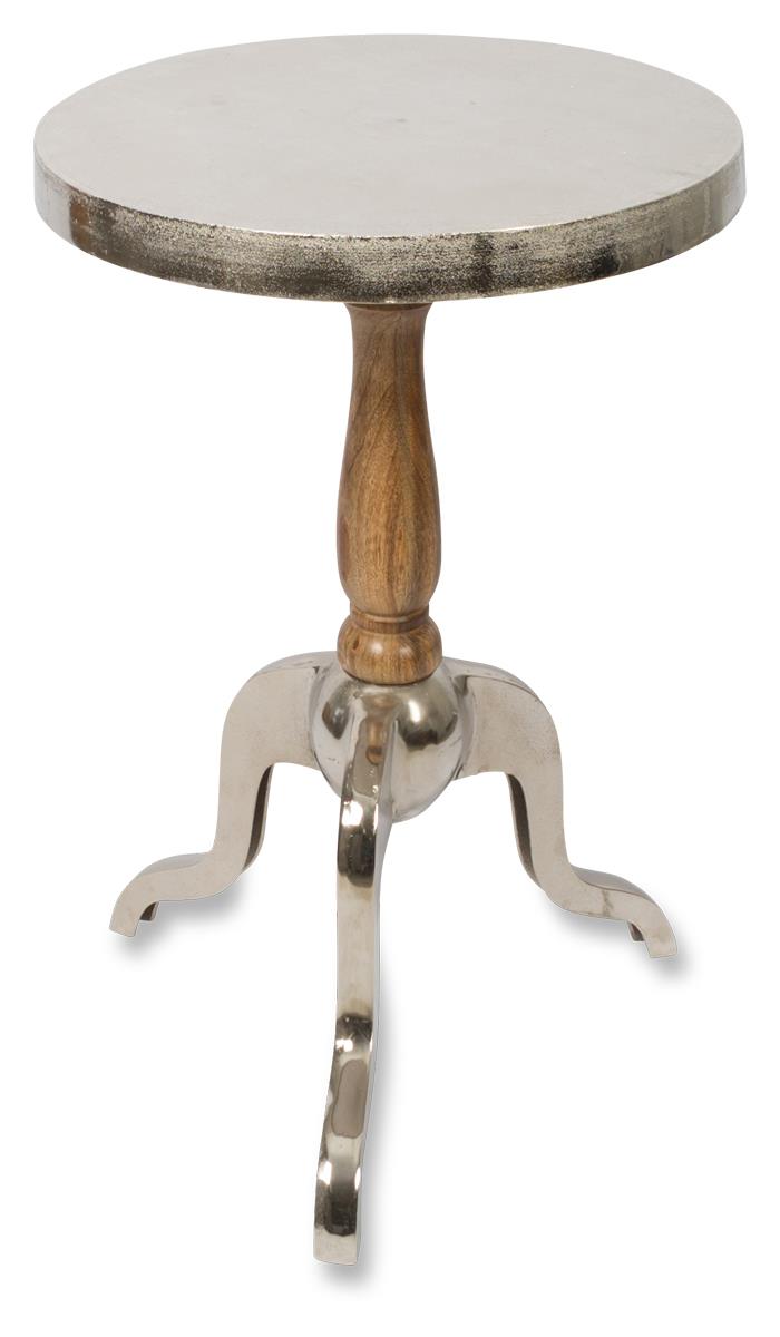 Pinda Aluminum and Wood Side Table, Medium