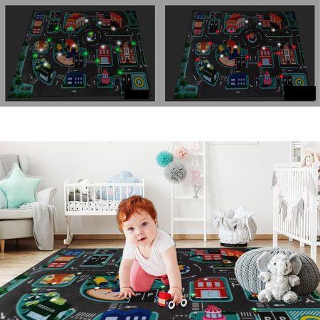 Play Rug Great Fun Educational Road Traffic With LED  Play Mat for Boys Girls  Home Deco 100x75CM