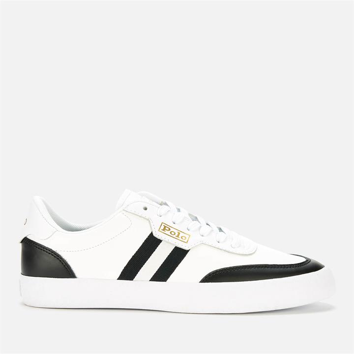 Polo Ralph Lauren Men's Court Leather Vulcanised Trainers - White/Black - UK 11
