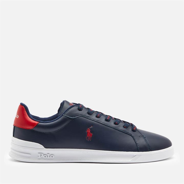 Polo Ralph Lauren Men's Heritage Court Leather Low Top Trainers - Newport Navy/Red - UK 7