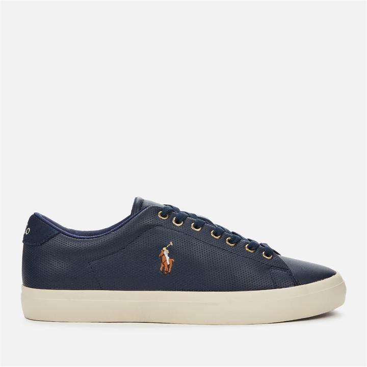 Polo Ralph Lauren Men's Longwood Perforated Leather Low Top Trainers - Newport Navy - UK 8