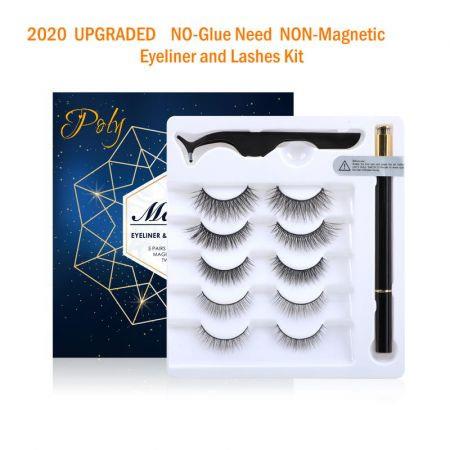 Poly  2020 UPGRADED NO Glue Need NON-Magnetic Eyeliner and Lashes 5 Styles with Tweezers