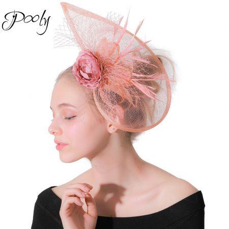 Poly Fascinator  Floral with Veil Occasion Hat Cocktail Tea Party Headwear  Champagne