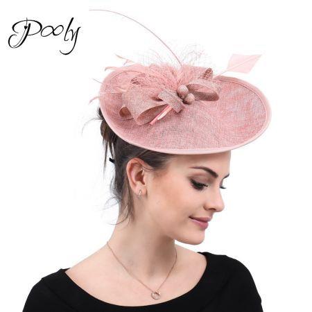 Poly   Fascinators Hats  Feather Flower   Pillbox Hat Cocktail Tea Party Headwear Rose Pink