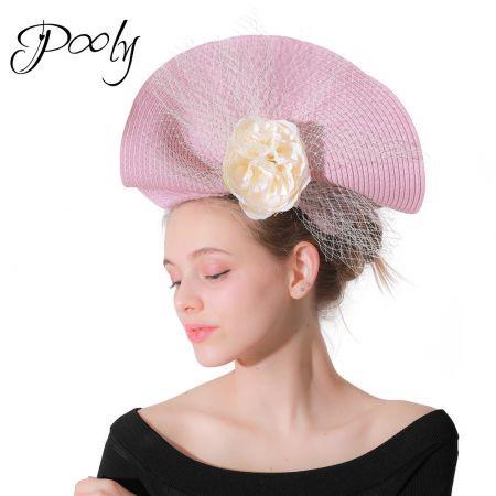 Poly Flax Fascinator Floral  Occasion Hat Cocktail Tea Party Headwear   Rose Pink