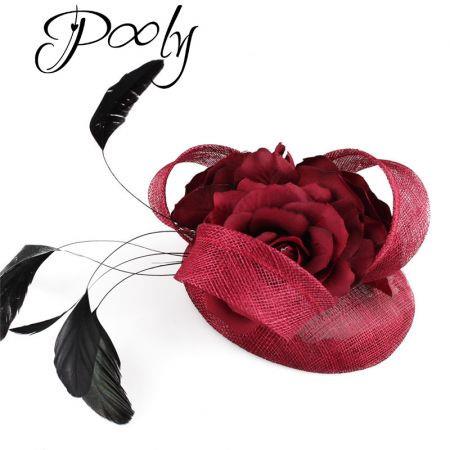 Poly   Side Disc Fascinators Occasion Hat Headwear Burgundy