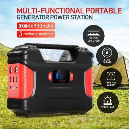 Portable 66900mAh 248WH Power Station 100W Solar Generator Battery Backup