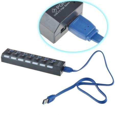 Portable 7 Ports USB 3.0 Hub with Independent Switch