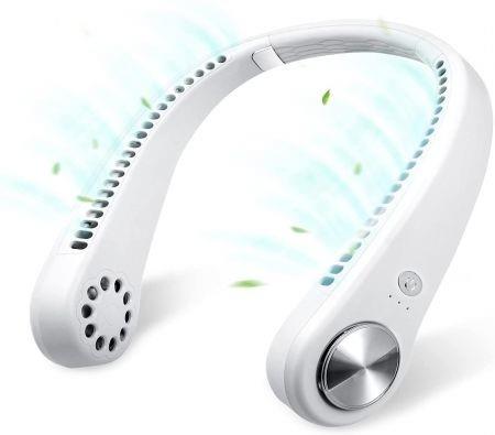 Portable Hands Free Neck Fan, Bladeless Necklace Fan for Outdoor Home Sports Travel(White)